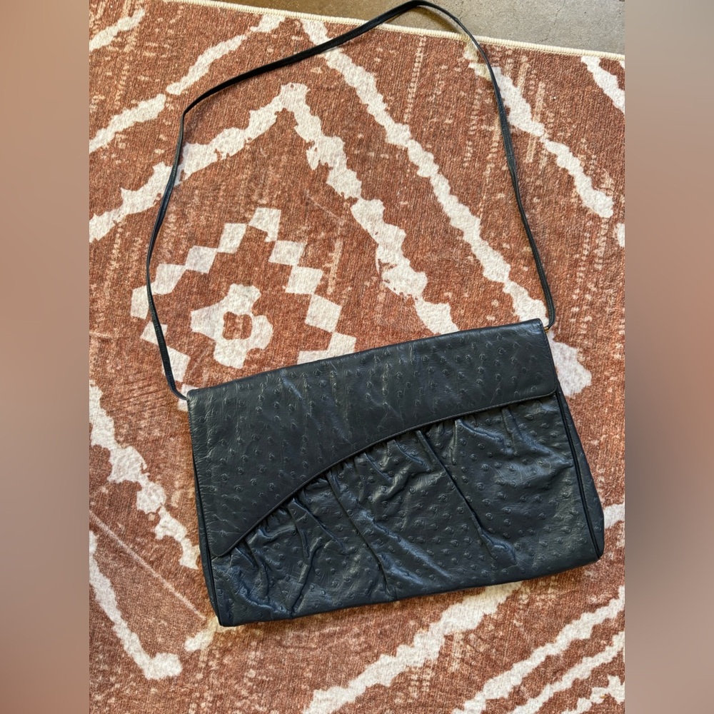 Bags by Supreme vintage 80’s faux ostrich crossbody navy bag like new